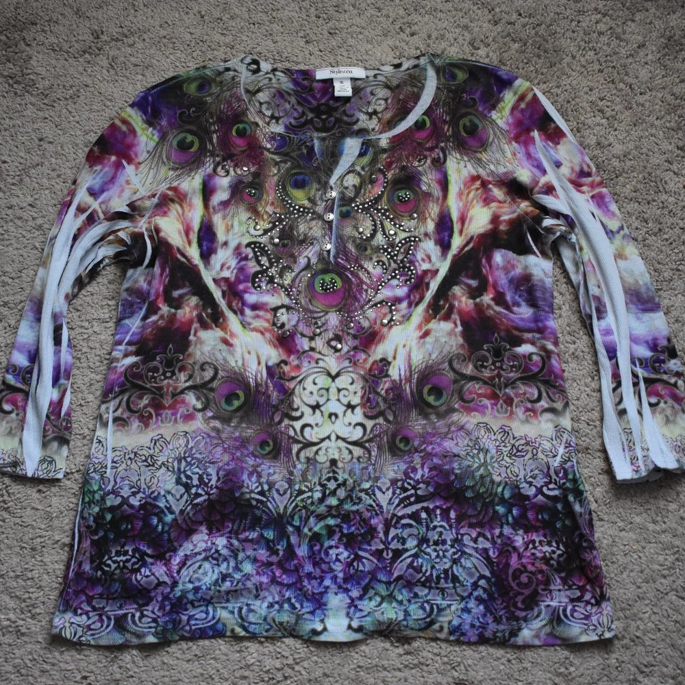 Style & Co. Purple and Pink Long Sleeve Shirt